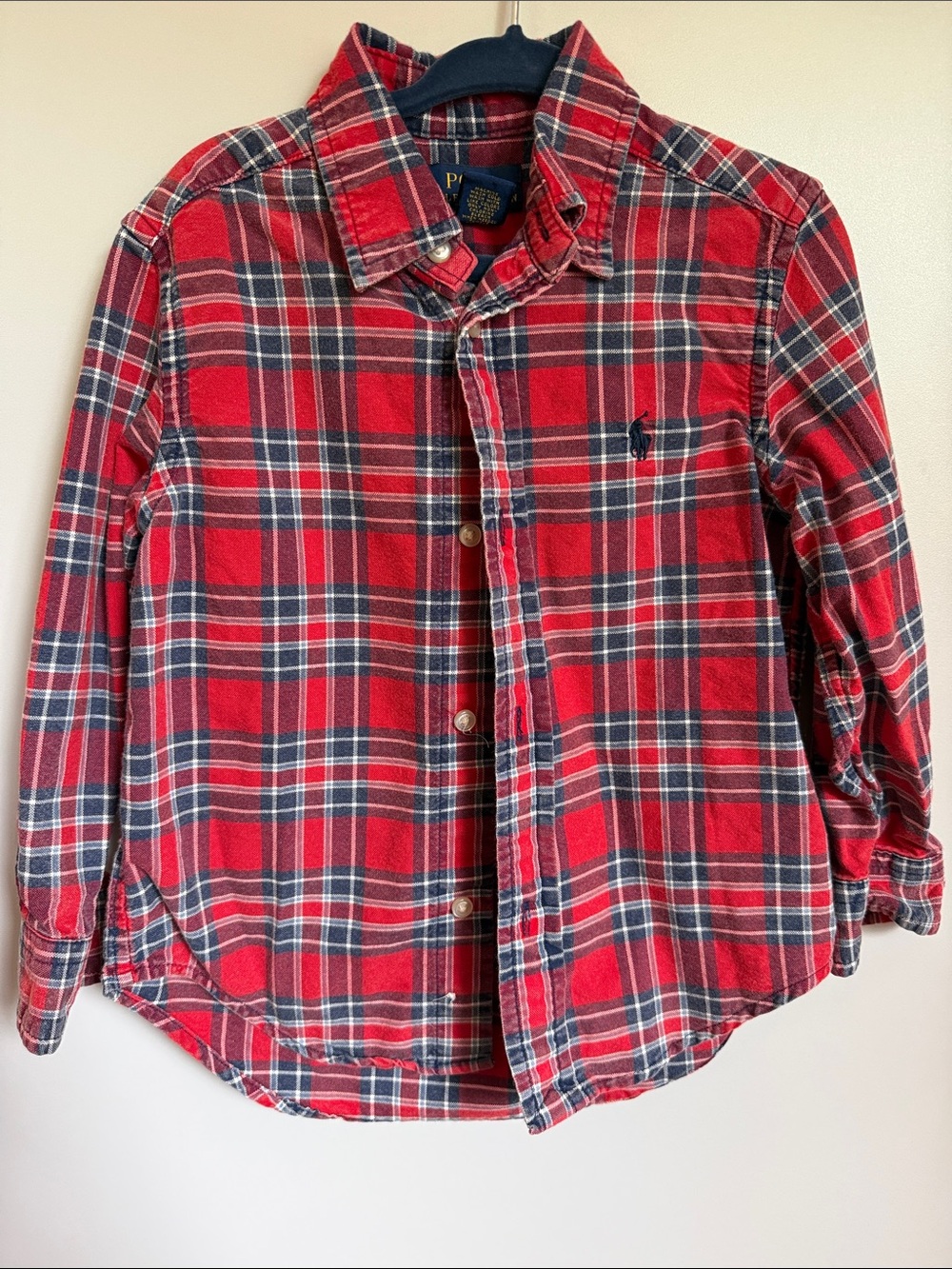 Polo by Ralph Lauren Red Navy Plaid Flannel Button-Down Shirt